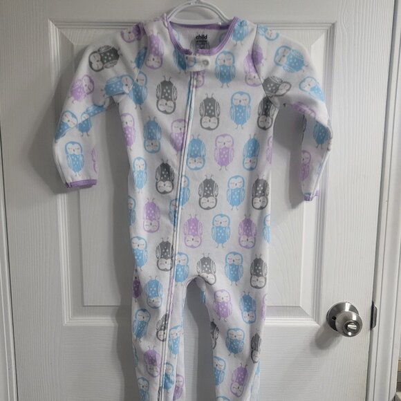 #269 Owl White 4T Onesie Footed Sleeper Pjs Pajamas - Picture 1 of 4
